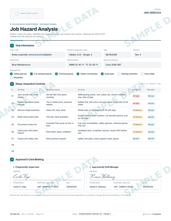 Job Hazard Analysis sample